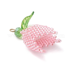 Glass Seed Beaded Rose Pendants&nbsp;PALLOY-MZ01064