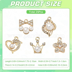 25Pcs 5 Styles Alloy with Rhinestone Pendants&nbsp;FIND-YW0013-01