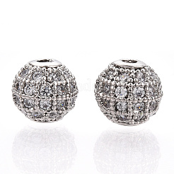 Rack Plating Brass Cubic Zirconia Beads&nbsp;ZIRC-S001-8mm-A02