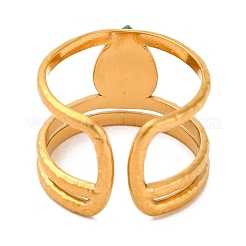 Teardrop Natural Dyed & Heated Green Onyx Agate Finger Rings&nbsp;RJEW-Q822-11G
