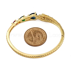 Rack Plating Brass Micro Pave Cubic Zirconia Hinged Bangles&nbsp;BJEW-H624-01G