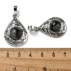 Natural Black Silk Stone Pendants&nbsp;G-Q158-05P-11