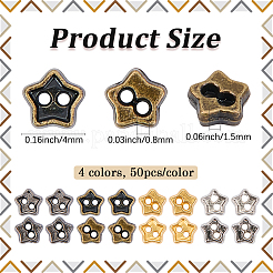 200Pcs 4 Colors Alloy Buttons&nbsp;BUTT-CY0001-13