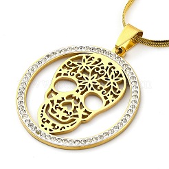 201 Stainless Steel Hollow Skull Pendant Necklaces&nbsp;NJEW-S007-25G