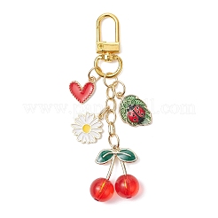 Alloy Enamel & Acrylic Cherry Pendant Decorations&nbsp;HJEW-JM04298-01
