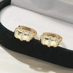 Brass Clear Cubic Zirconia Hoop Earrings&nbsp;EJEW-Q014-21G