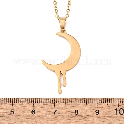 304 Stainless Steel Melting Moon Pendant Cable Chain Necklaces for Men Women&nbsp;NJEW-K308-01C-G