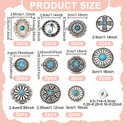 22Pcs 11 Styles Flat Round Alloy Enamel Coin Screwback Rivets&nbsp;FIND-NB0005-76