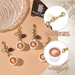 5Pcs Acrylic & Resin & Brass Pendant Decorations&nbsp;HJEW-YW00281