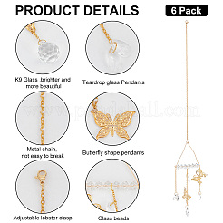 3Pcs 3 Styles Crystal Glass Teardrop Suncatchers Prisms Car Hanging Pendant Decorations&nbsp;HJEW-PH01676