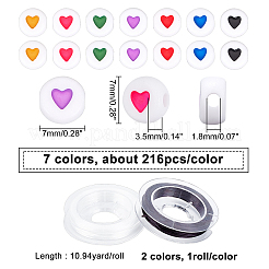 1512Pcs DIY Heart with Letter Acrylic Stretch Bracelets Kits for Children's Day&nbsp;DIY-CA0001-61