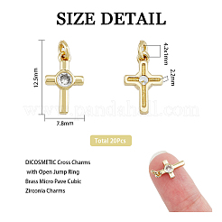 20Pcs Brass Micro Pave Cubic Zirconia Tiny Cross Charms&nbsp;KK-DC0001-85