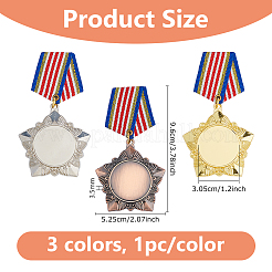 3Pcs 3 Colors Alloy Star Medal&nbsp;JEWB-DC0006-47