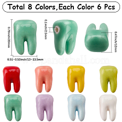 48Pcs 8 Colors Handmade Porcelain Beads&nbsp;PORC-SC0001-58
