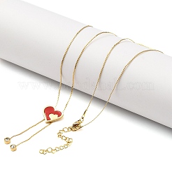 PVD Vacuum Plating 304 Stainless Steel Enamel Heart Pendant Necklaces&nbsp;NJEW-C063-04G
