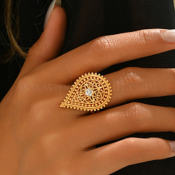 Brass Micro Pave Cubic Zirconia Adjustable Finger Rings for Women&nbsp;TD9385-1