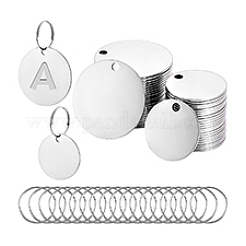 DIY 201 Stainless Steel Blank Flat Round Pendant Keychain Making Kits&nbsp;DIY-PH0029-47