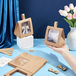 Cardboard Paper Cake Boxes with Plastic Visible Window and Handle&nbsp;CON-WH0117-04A