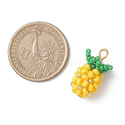 Brass Glass Seed Beaded Pendants&nbsp;PALLOY-MZ01107