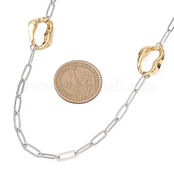 304 Stainless Steel Irregular Oval Link Paperclip Chain Necklaces&nbsp;NJEW-JN05723-02