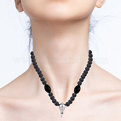 4 Strand Natural Lava Rock Round Beads Strands&nbsp;G-GO0001-02