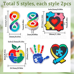 5 Styles Infantile Autism Theme Silicone Focal Beads&nbsp;SIL-SC0002-41