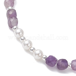 Natural Amethyst Beaded Stretch Bracelets&nbsp;BJEW-JB13199-03