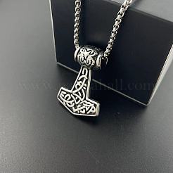 304 Stainless Steel Viking Hammer Pendant Stylish Punk Hip Hop Necklaces&nbsp;NX6366