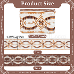 Ethnic Style Polyester Rhombus Jacquard Ribbon&nbsp;OCOR-WH0101-19A