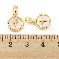 Brass Pave Shell Charms&nbsp;X-KK-G490-35G
