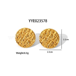 304 Stainless Steel Groove Flat Round Stud Earrings&nbsp;NZ2899