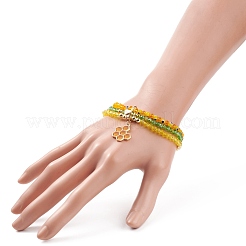 Round Glass Evil Eye Triple Layer Multi-strand Bracelet&nbsp;BJEW-JB08229-03