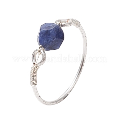 Faceted Round Natural Rose Quartz & Amethyst & Fluorite & Carnelian & Sodalite Beads Finger Rings&nbsp;RJEW-JR00792