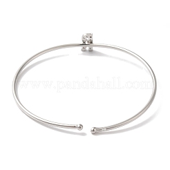 Rack Plating Brass Micro Pave Clear Cubic Zirconia Letter Open Cuff Bangles&nbsp;BJEW-A018-01P-R