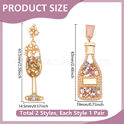 2 Pairs 2 Styles Alloy Rhinestone Dangle Stud Earrings&nbsp;EJEW-UN0002-77