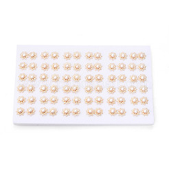 Flower Brass Natural Pearl Stud Earrings&nbsp;PEAR-N020-06W