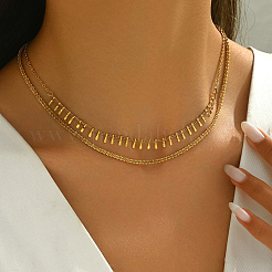 201 Stainless Steel Geometric Double-layer Collarbone Necklaces&nbsp;FY0428