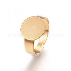 Adjustable 304 Stainless Steel Finger Rings Components&nbsp;X-STAS-G187-02G-12mm