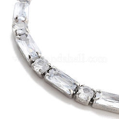 Brass Pave Clear Cubic Zirconia Rectangle & Flat Round Slider Bracelets&nbsp;BJEW-YWC0002-01P