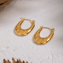Oval 304 Stainless Steel Hoop Earrings&nbsp;PG1379
