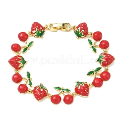 Brass & Enamel Link Chain Bracelets for Women&nbsp;BJEW-A171-02G