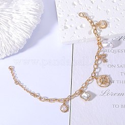 Imitation Pearl & Sun & Skeleton Key Charm Bracelet with Cable Chains&nbsp;JB782A