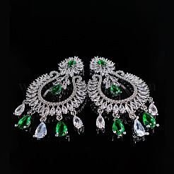 Teardrop Brass Micro Pave Cubic Zirconia Chandelier Earrings&nbsp;FS-WG7EBA5-01