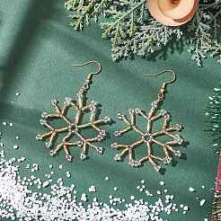 Glass Snowflake Dangle Earrings&nbsp;EJEW-MZ00253-02