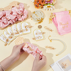 Glass Pearl Bracelets and Hair Tie and Acrylic Alligator Hair Clips Sets&nbsp;SJEW-OC00001