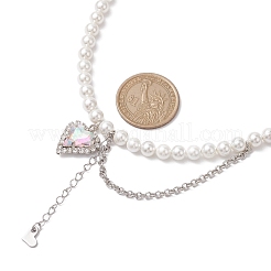 Heart Glass Rhinestone Pendant Necklaces&nbsp;NJEW-JN04809