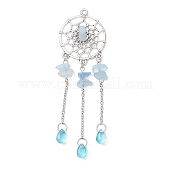 3Pcs 3 Styles Alloy Woven Net with Teardrop Big Pendants&nbsp;PALLOY-JF04660