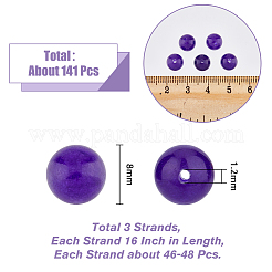 3 Strands Natural Amethyst Round Beads Strands&nbsp;G-HY0001-23