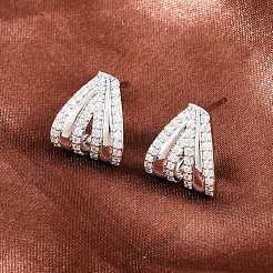 Brass Micro Pave Cubic Zirconia Stud Earrings&nbsp;EJEW-G471-53P