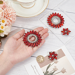 4Pcs 2 Styles Flower Alloy & Glass Shoe Buckle Clips&nbsp;AJEW-WR0002-32